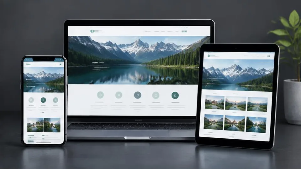 Matching website layouts on a smartphone, laptop and tablet