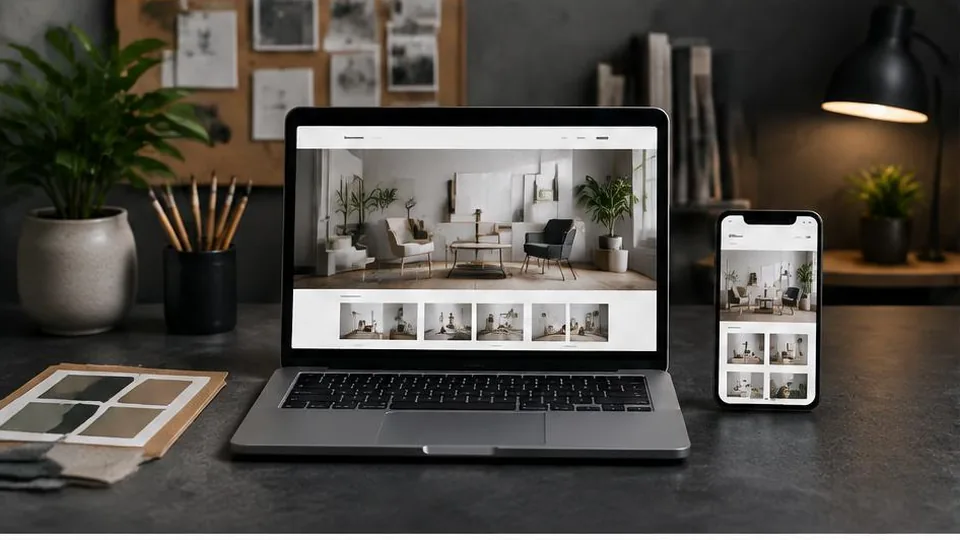 Small business website displayed on a laptop and matching smartphone
