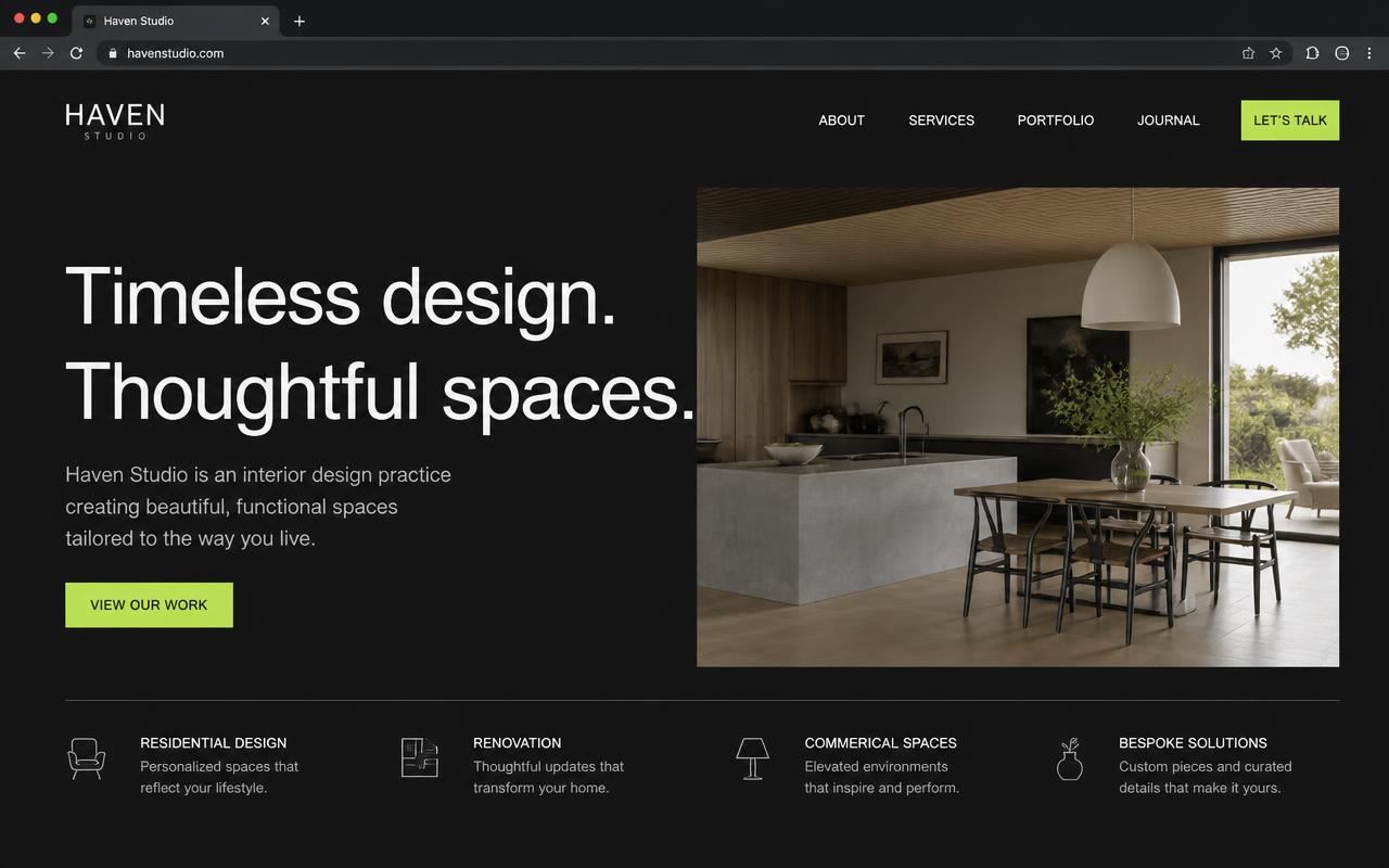 Modern redesigned business website