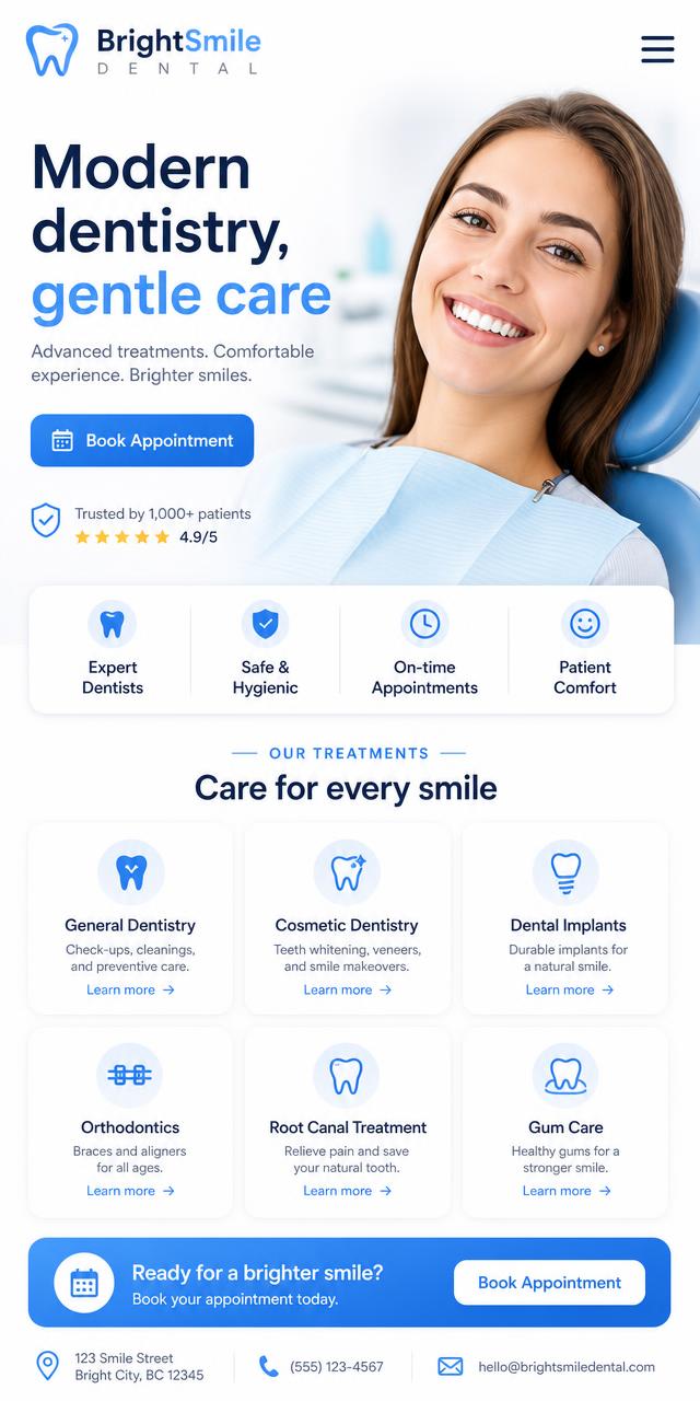 Modern Dental mobile layout