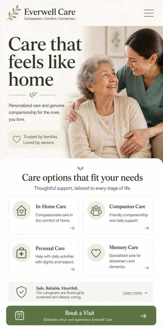 Warm Hearth Digital mobile layout